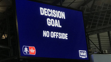 A VAR decision during an FA Cup match at the Etihad Stadium, Manchester