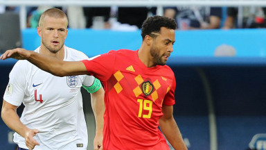 Mousa Dembele and his then club teammate Eric Dier (left) pictured during England vs Belgium in 2018 World Cup