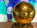 Lionel Messi's Ballon d'Or trophy at the Camp Nou Museum
